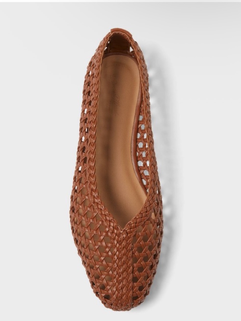 Woman's Woven Leather Ballet Flat - Brown Cognac